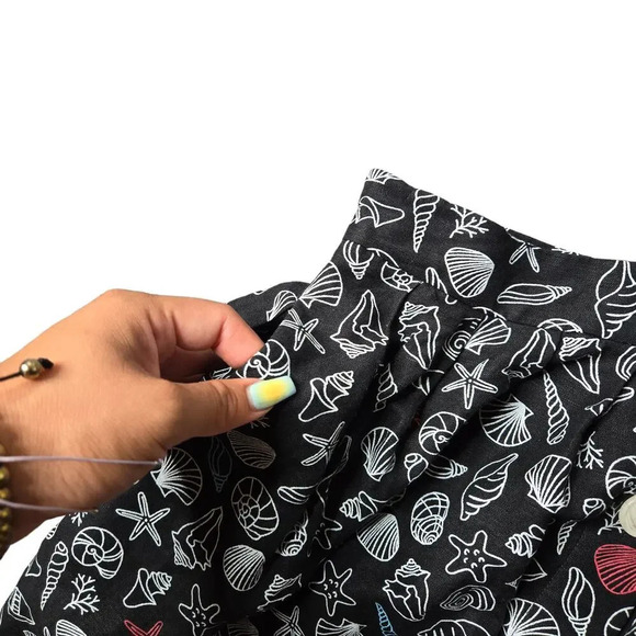 Modcloth Seashell Print Button Front Skirt - Picture 2 of 5